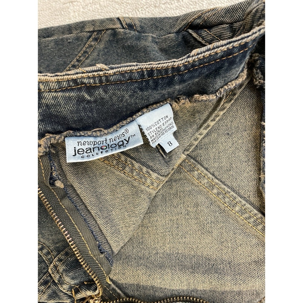 Newport News Jeanology Collection Denim Patch Skirt Jean Vintage Y2K Size 8 - Picture 6 of 7